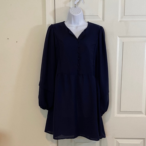 Refka Women's Long Sleeve Dress - size 10 Blue - Picture 2 of 8